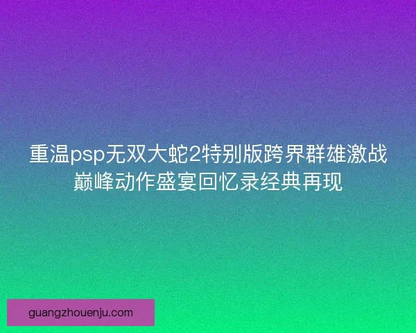 重温psp无双大蛇2特别版跨界群雄激战巅峰动作盛宴回忆录经典再现