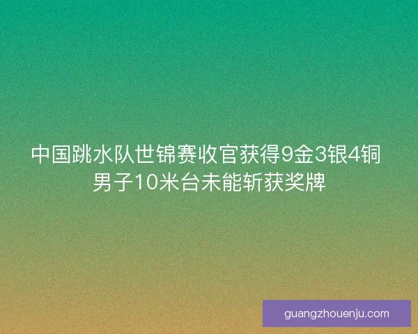 中国跳水队世锦赛收官获得9金3银4铜 男子10米台未能斩获奖牌