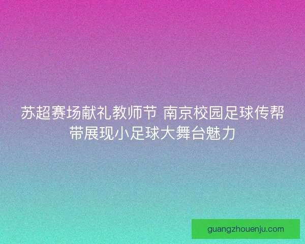 苏超赛场献礼教师节 南京校园足球传帮带展现小足球大舞台魅力