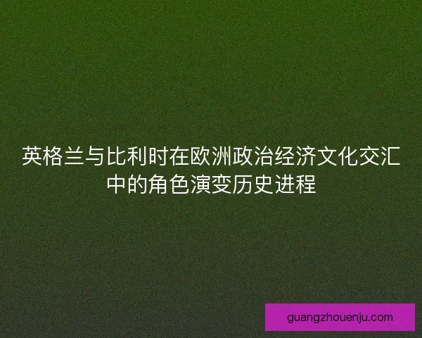 英格兰与比利时在欧洲政治经济文化交汇中的角色演变历史进程
